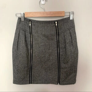 Urban Outfitters wool blend houndstooth zipper front mini skirt size 0